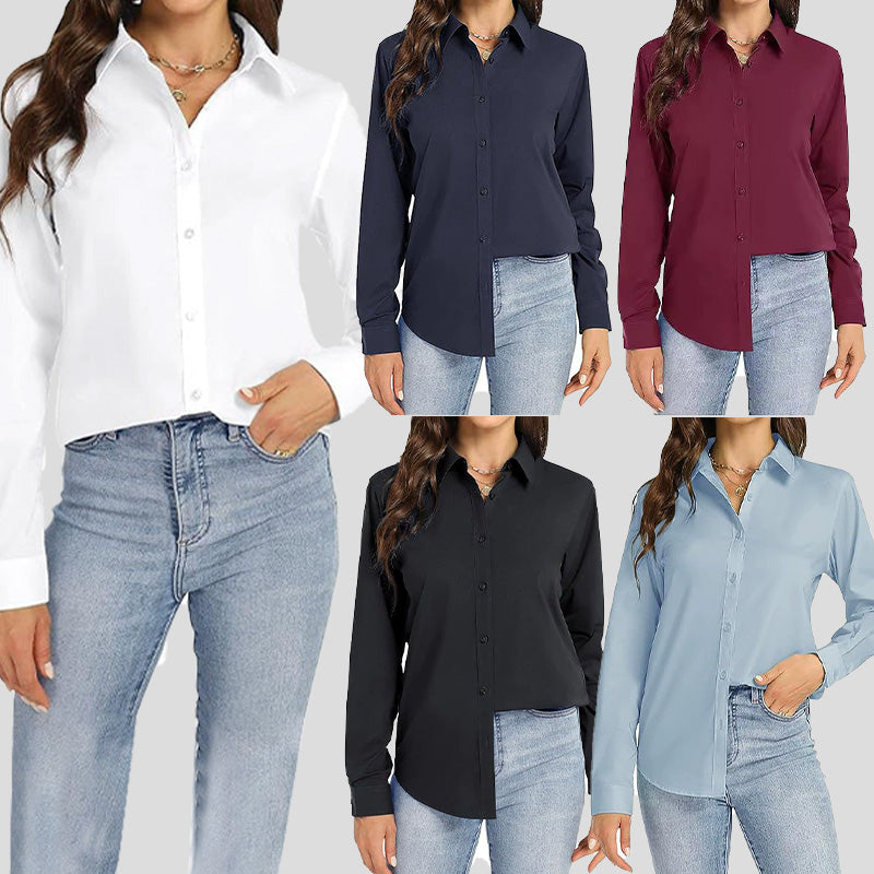【S-4XL】🌿Laza középhosszúságú hajtókás alkalmi hosszú ujjú ing