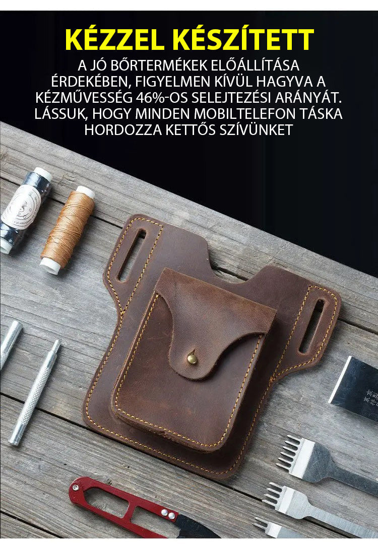 Multifunkcionális bőr mobiltelefon övtáska