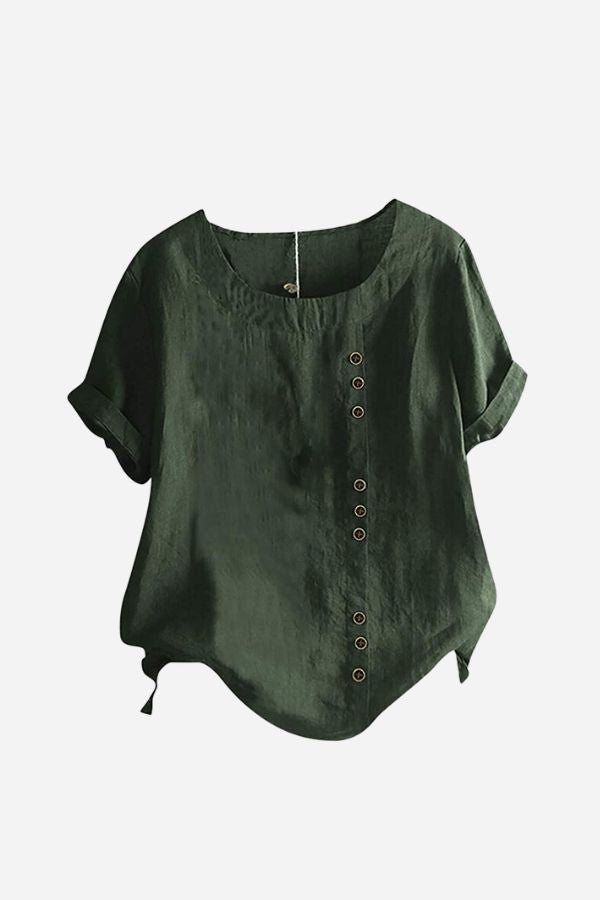 ÚJ🔥🔥🔥Relaxed Fit lenvászon Button-Up Tee