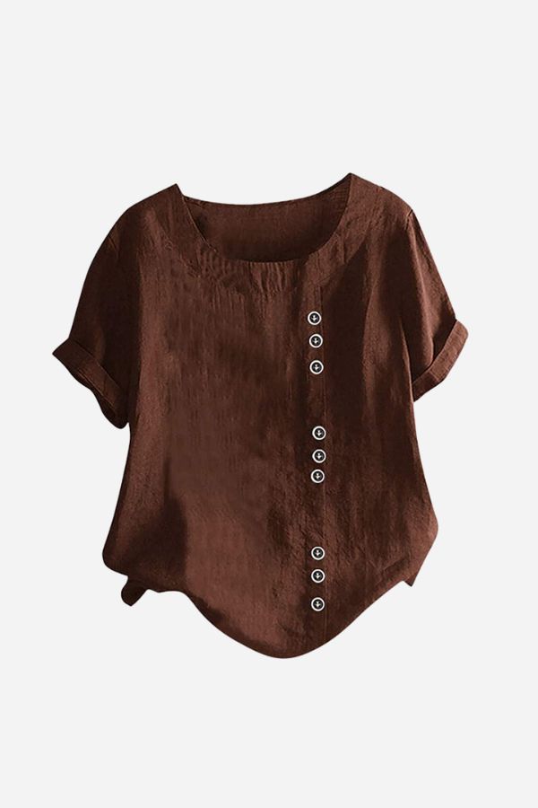 ÚJ🔥🔥🔥Relaxed Fit lenvászon Button-Up Tee