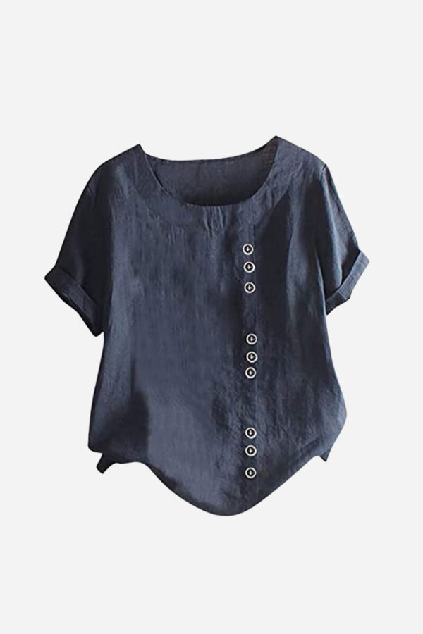 ÚJ🔥🔥🔥Relaxed Fit lenvászon Button-Up Tee