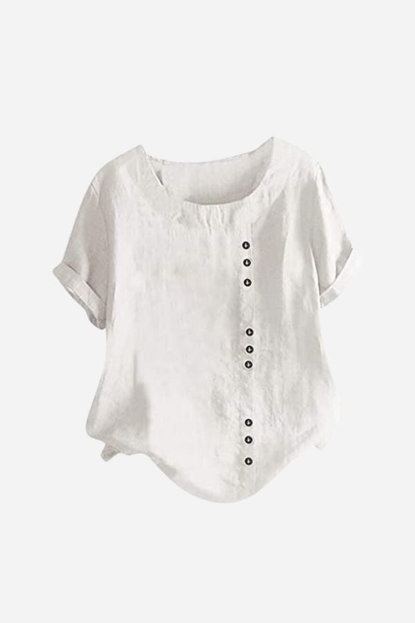 ÚJ🔥🔥🔥Relaxed Fit lenvászon Button-Up Tee