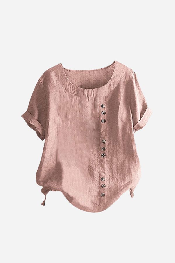 ÚJ🔥🔥🔥Relaxed Fit lenvászon Button-Up Tee