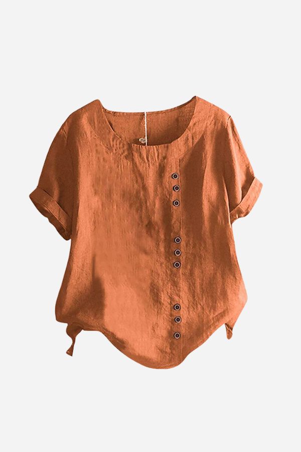 ÚJ🔥🔥🔥Relaxed Fit lenvászon Button-Up Tee