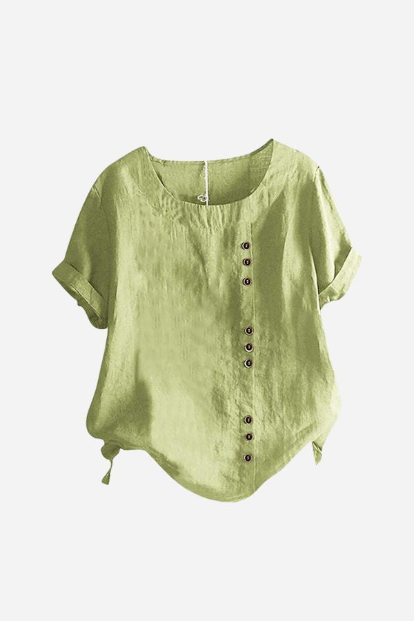 ÚJ🔥🔥🔥Relaxed Fit lenvászon Button-Up Tee
