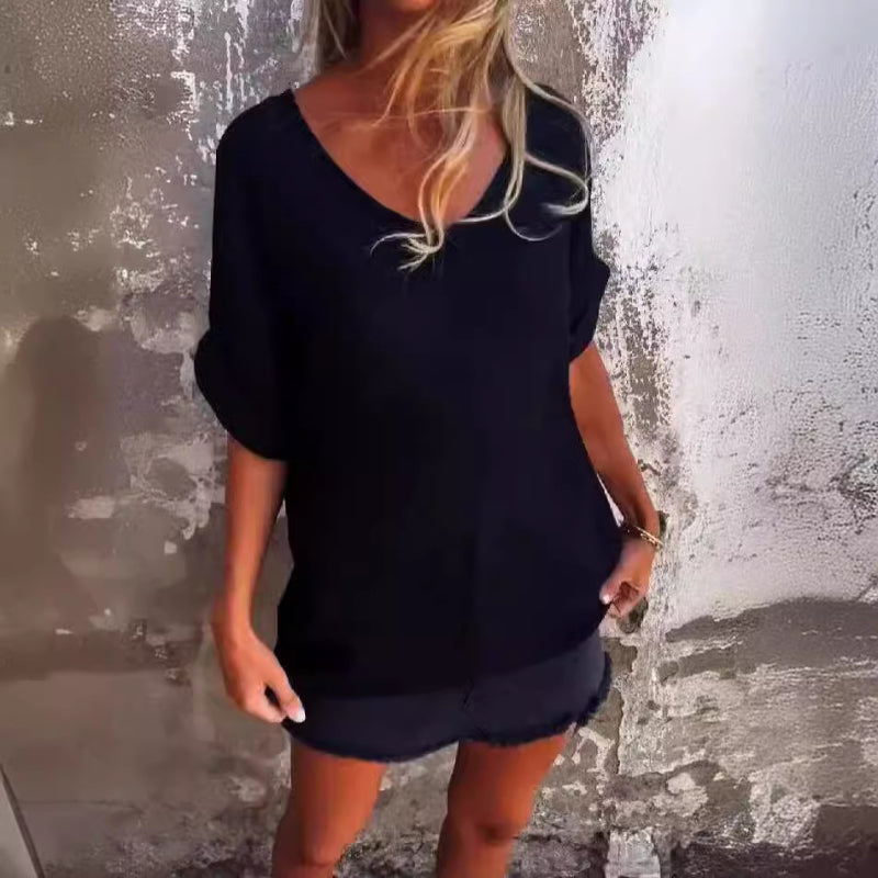 💞Túlméretezett V-nyakú póló nőknek