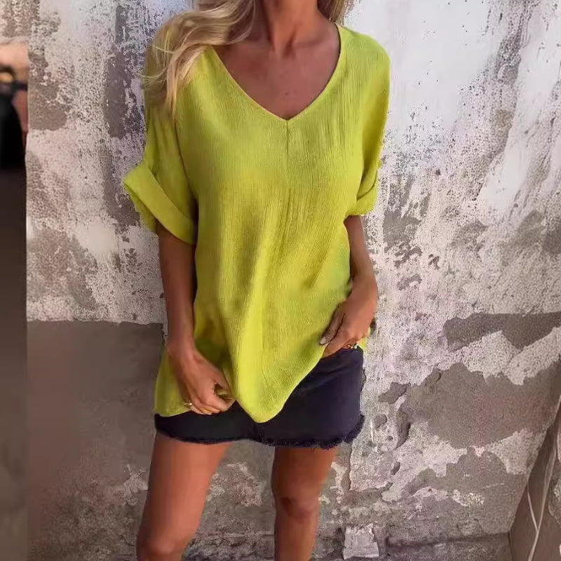 💞Túlméretezett V-nyakú póló nőknek