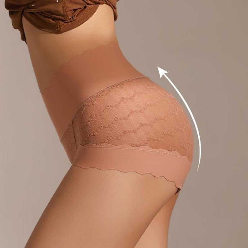 💋-Lélegző varrás nélküli magas derék csipke bugyi