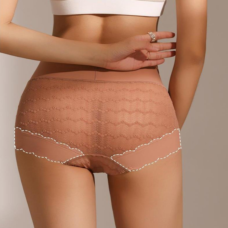 💋-Lélegző varrás nélküli magas derék csipke bugyi