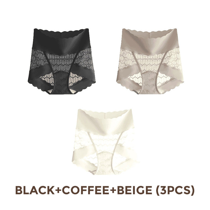 💋-Lélegző varrás nélküli magas derék csipke bugyi
