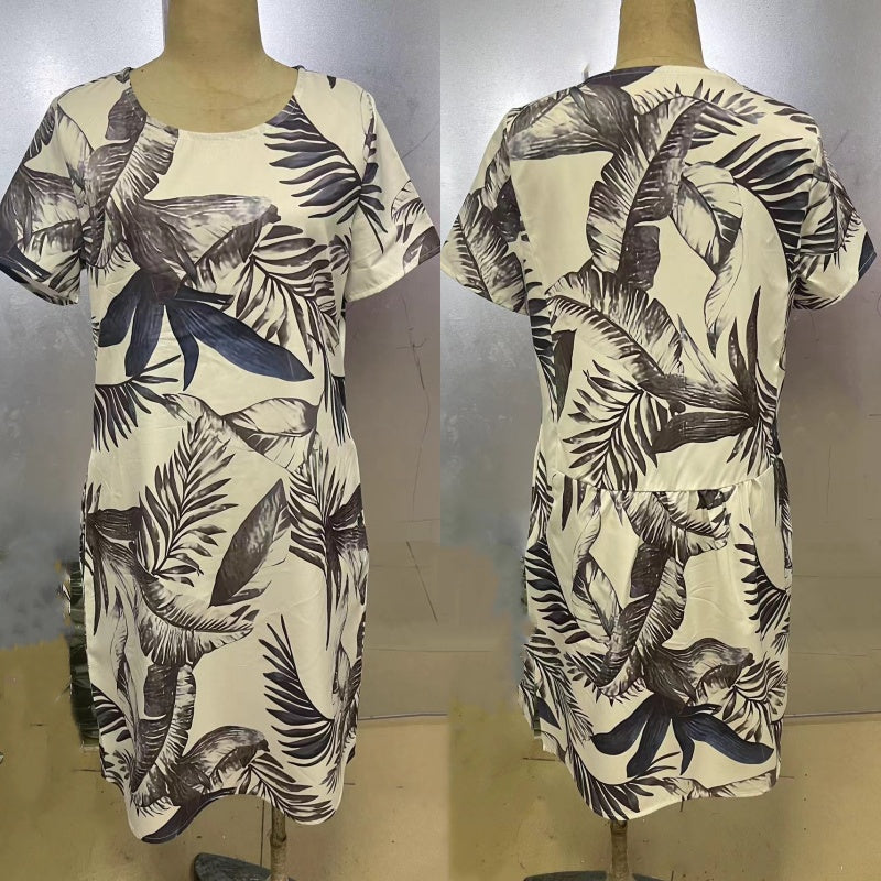 🔥Kerek nyakú ruha botanikai mintával nőknek👗