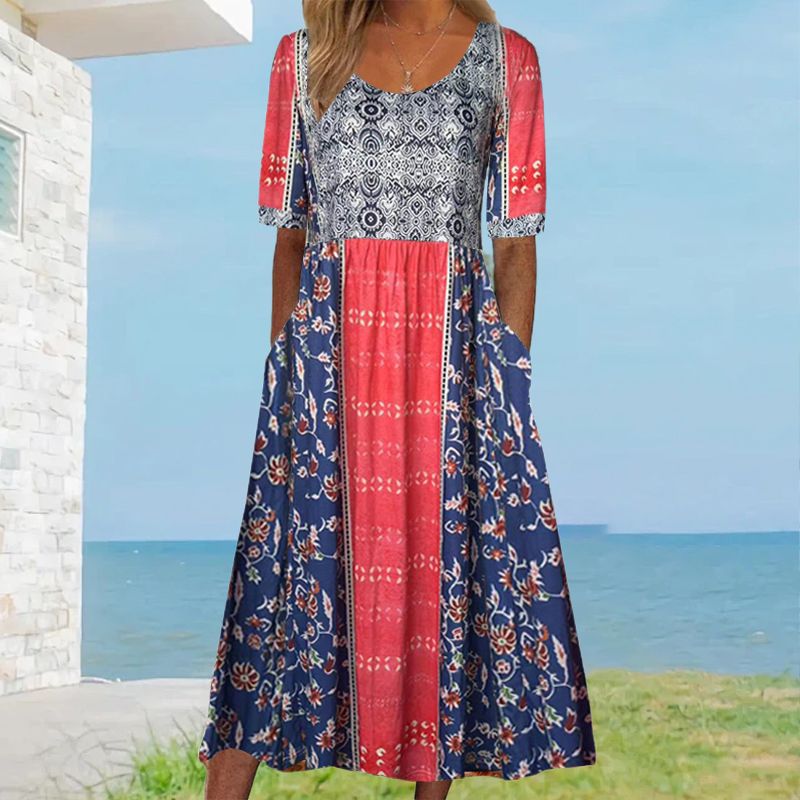 💖Elegáns prémium prémium texturált bohém nyomtatott ruhák