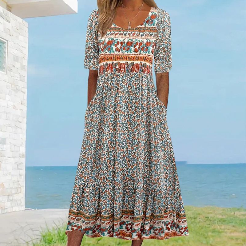 💖Elegáns prémium prémium texturált bohém nyomtatott ruhák