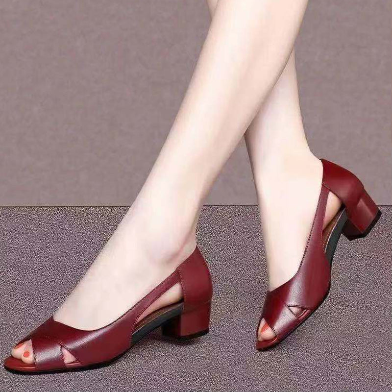 Női elegáns Peep-Toe blokk sarkú szandálok 3.7