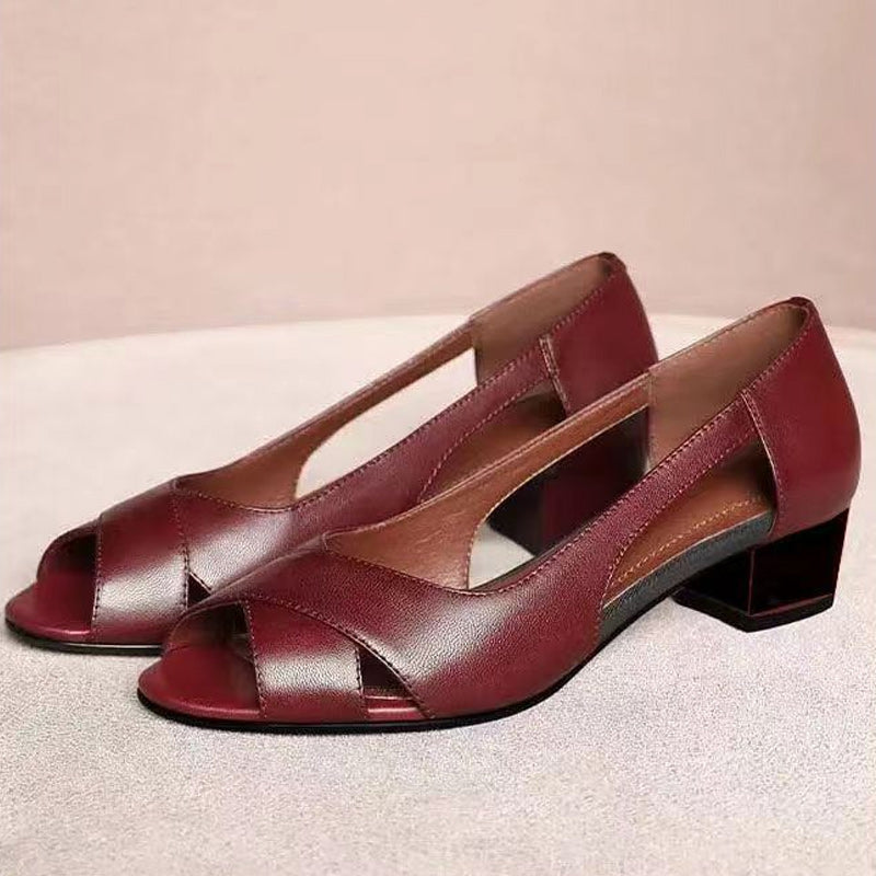 Női elegáns Peep-Toe blokk sarkú szandálok 3.7