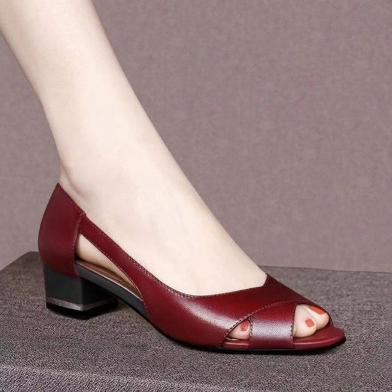 Női elegáns Peep-Toe blokk sarkú szandálok 3.7