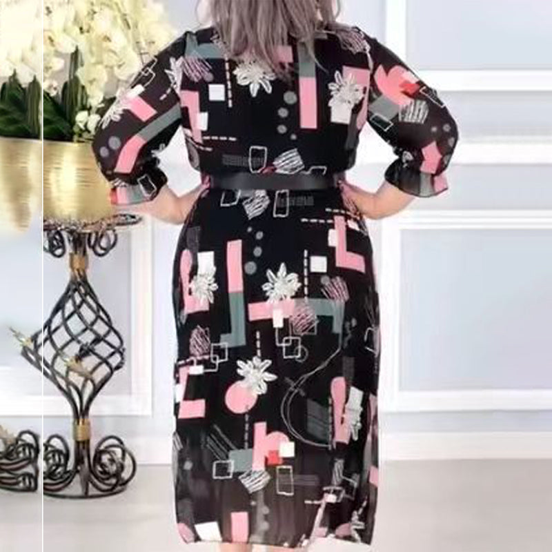 【S-4XL】🌺Női rakott Flowy ruha övvel