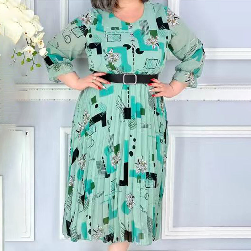 【S-4XL】🌺Női rakott Flowy ruha övvel