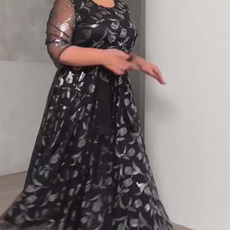 【S-4XL】👗Női középhosszú ujjú derekú virágos ruhák