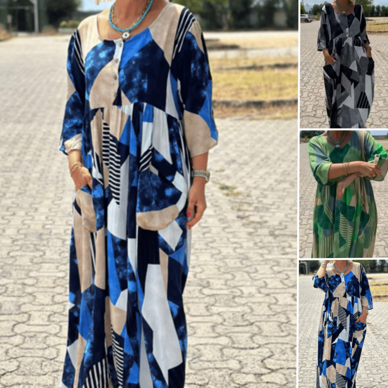 Női elegáns kényelmes kényelmes alkalmi patchwork ruha
