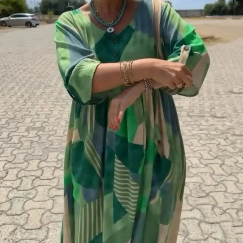 Női elegáns kényelmes kényelmes alkalmi patchwork ruha