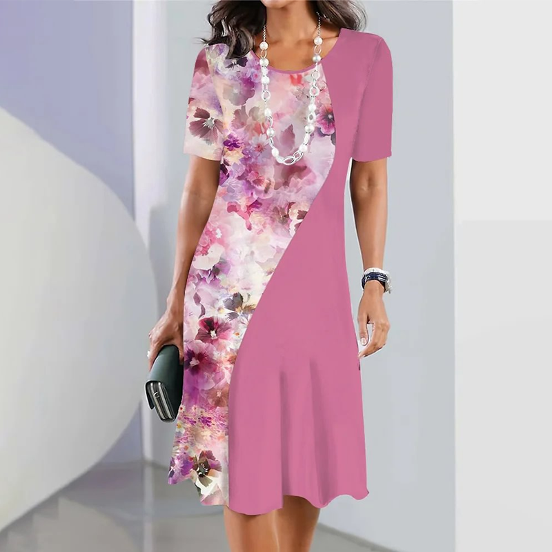 【S-3XL】🌸Elegáns virágmintás kerek nyakú ruha