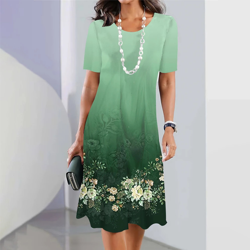 【S-3XL】🌸Elegáns virágmintás kerek nyakú ruha