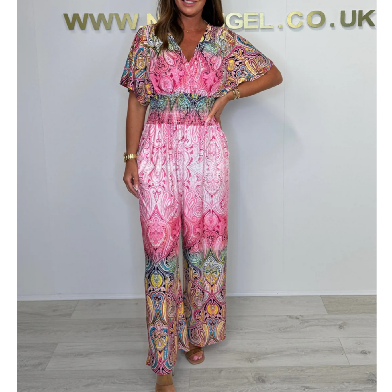 đ·Bohemian Print szĂ©les szĂĄrĂș Jumpsuit