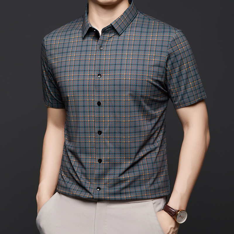 Men’s Casual Plaid Short Sleeve Shirt(50% OFF)