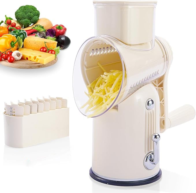 🔥Sajtreszelő fogantyúval, növényi élelmiszer aprító 5 jól megtervezett pengével🥗