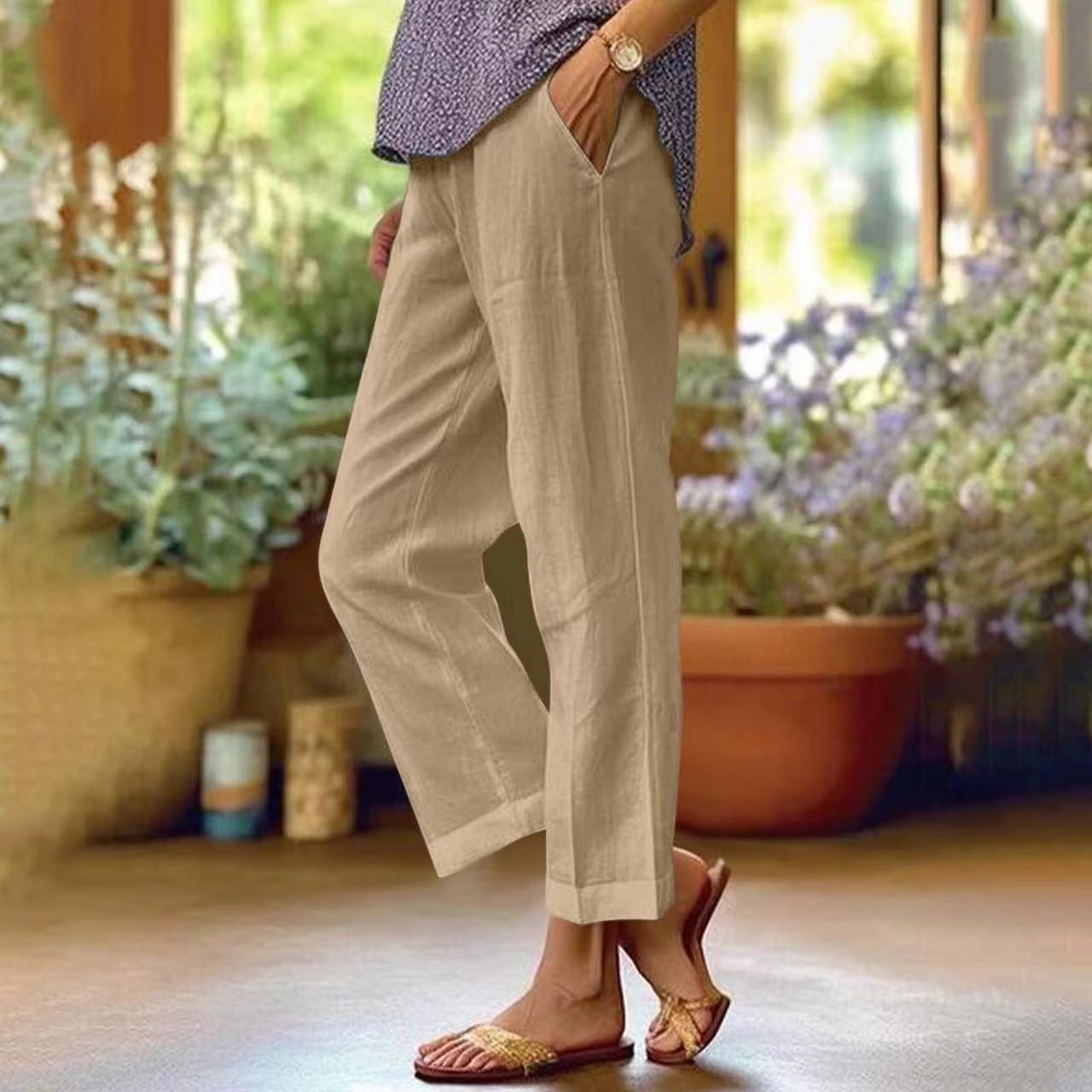 【M-4XL】👖Pamut és vászon laza szabású egyenes nadrágok