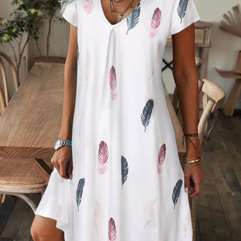【M-3XL】🌺Női elegáns virágos nyomtatás V-nyakú hosszú ruha