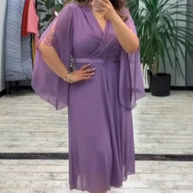 Női elegáns V-nyakú ruha