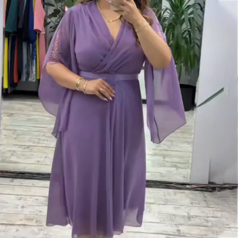Női elegáns V-nyakú ruha