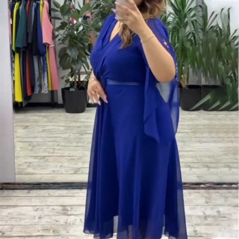 Női elegáns V-nyakú ruha