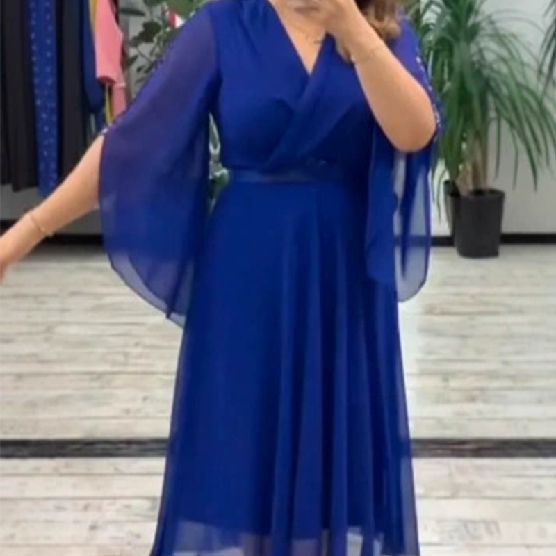 Női elegáns V-nyakú ruha
