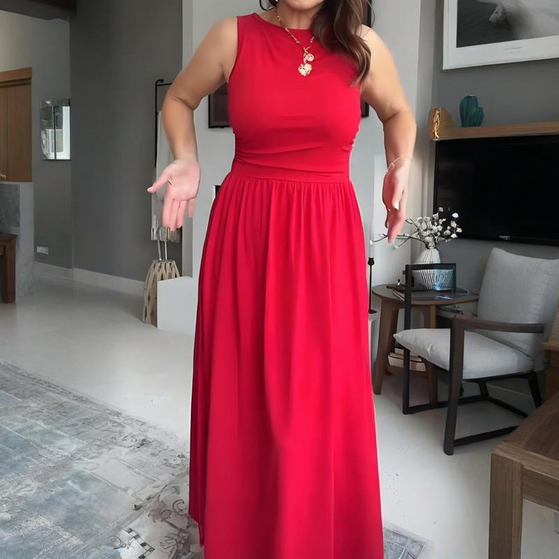 Női elegáns Crew nyakú Maxi ruha👗