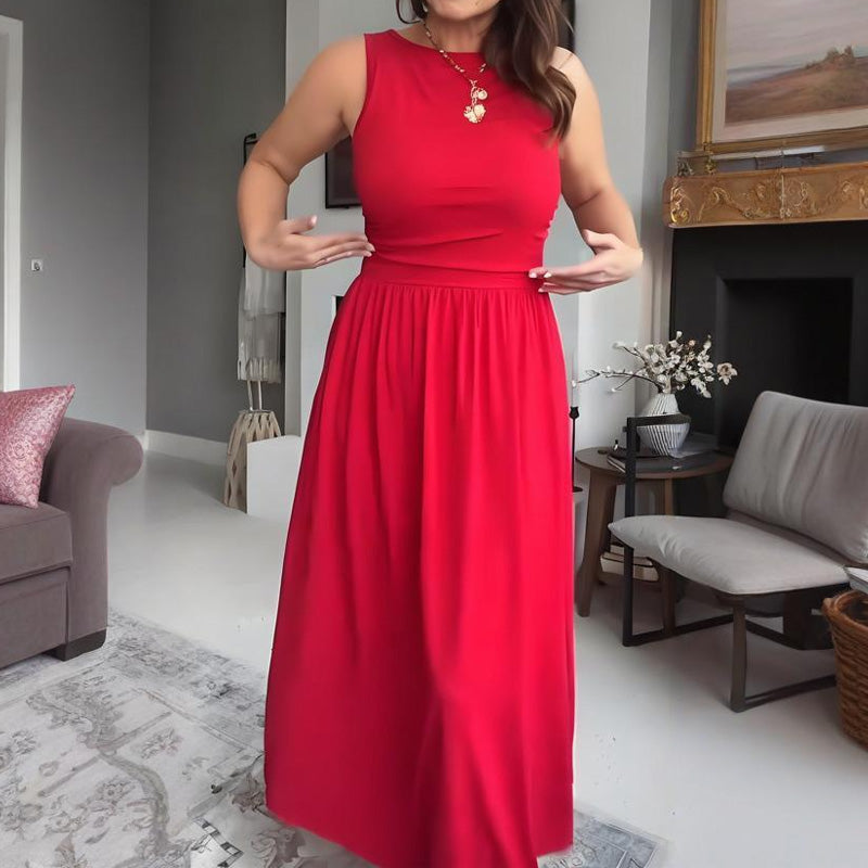Női elegáns Crew nyakú Maxi ruha👗