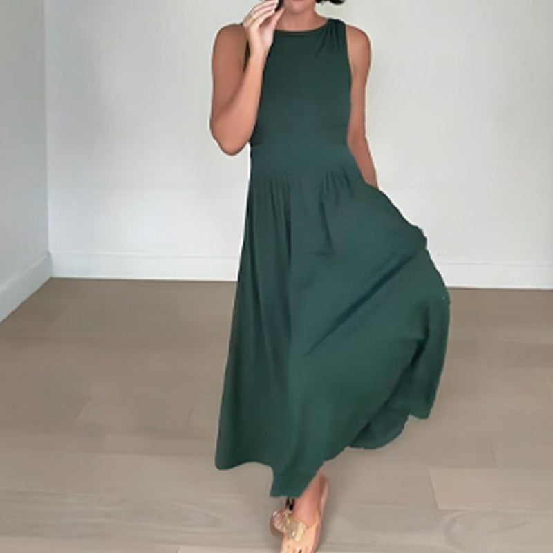 Női elegáns Crew nyakú Maxi ruha👗