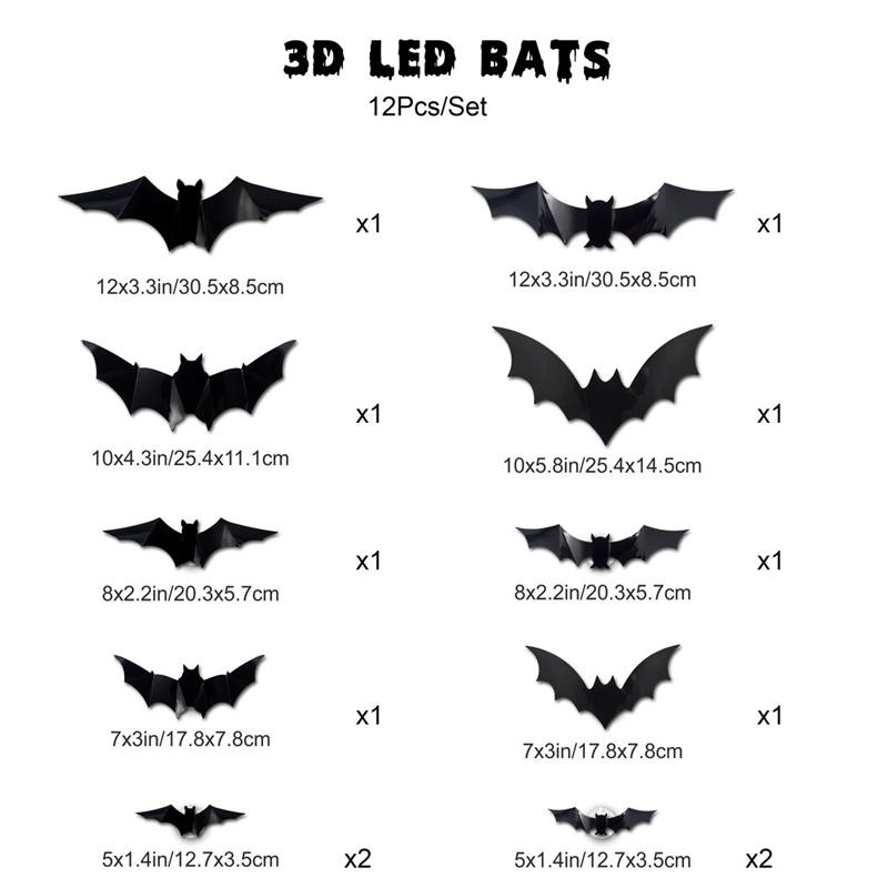 🦇Halloween 3D világító denevérek