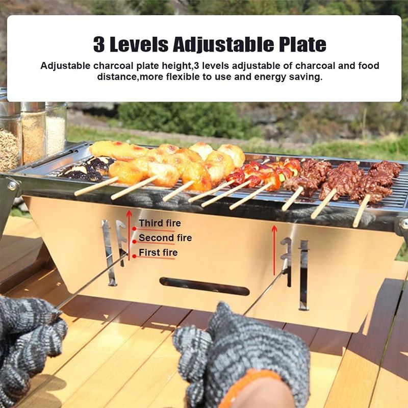 🔥 Rozsdamentes acélból készült összecsukható kültéri grillsütő