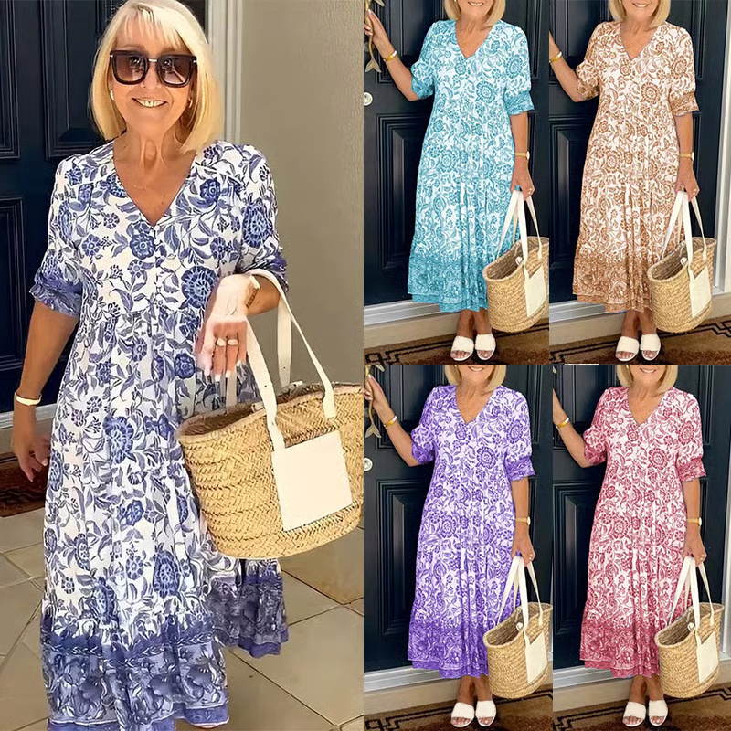 🔥V-nyakú hangulatos bohém legújabb stílusú ruha👗