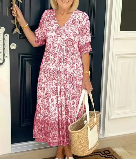 🔥V-nyakú hangulatos bohém legújabb stílusú ruha👗