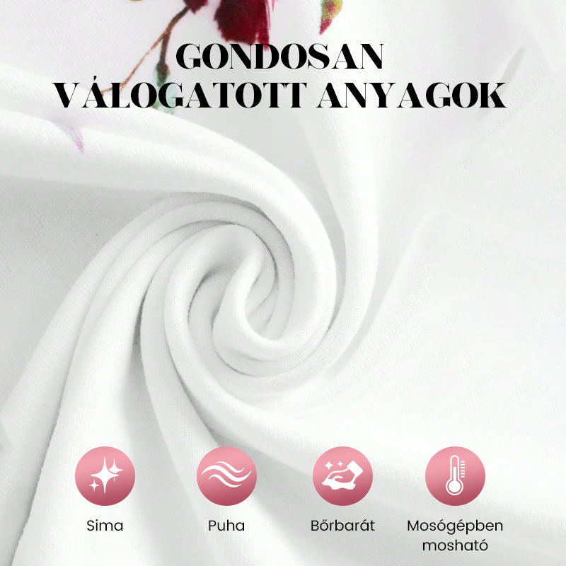 đ„ăS-4XLăđž VirĂĄgmintĂĄs V-nyakĂș gombos felsĆ, TĂĄgas ujjakkal đ