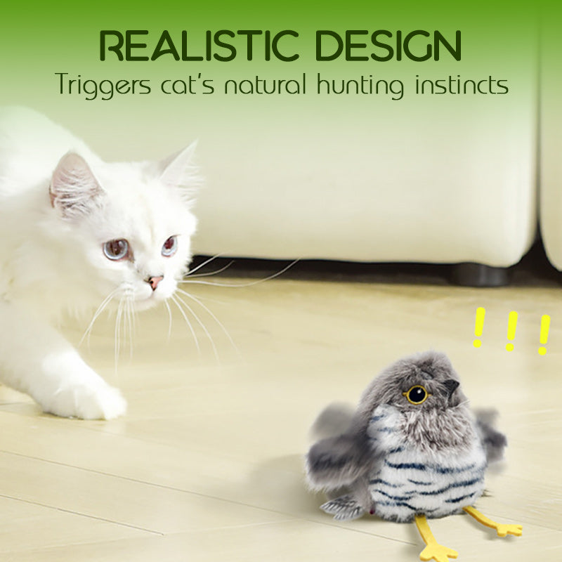 🔥🐤 Plüss madár formájú interaktív macska- és kutyajáték 🐱