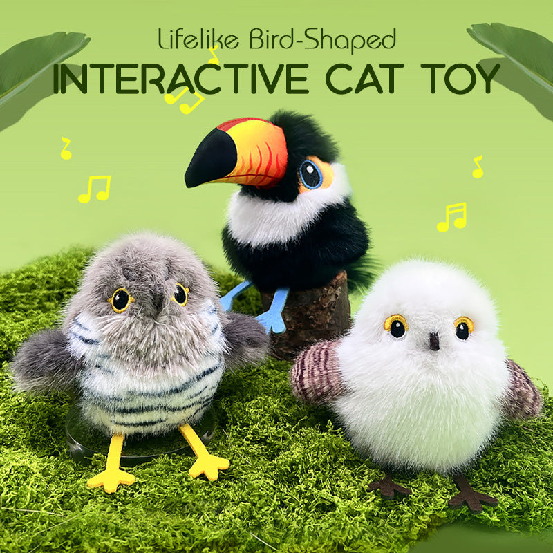 🔥🐤 Plüss madár formájú interaktív macska- és kutyajáték 🐱