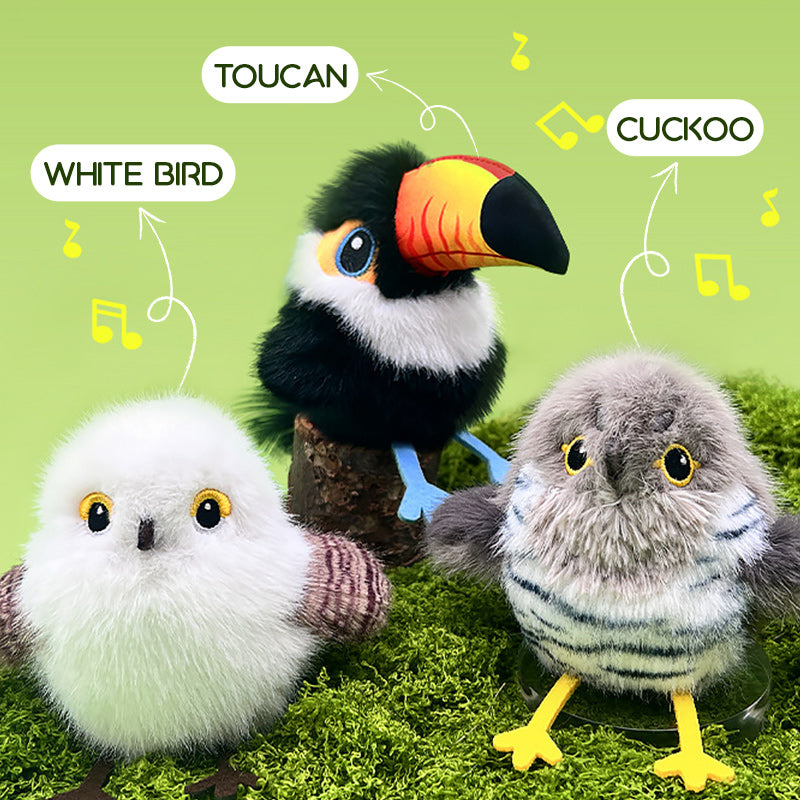 🔥🐤 Plüss madár formájú interaktív macska- és kutyajáték 🐱