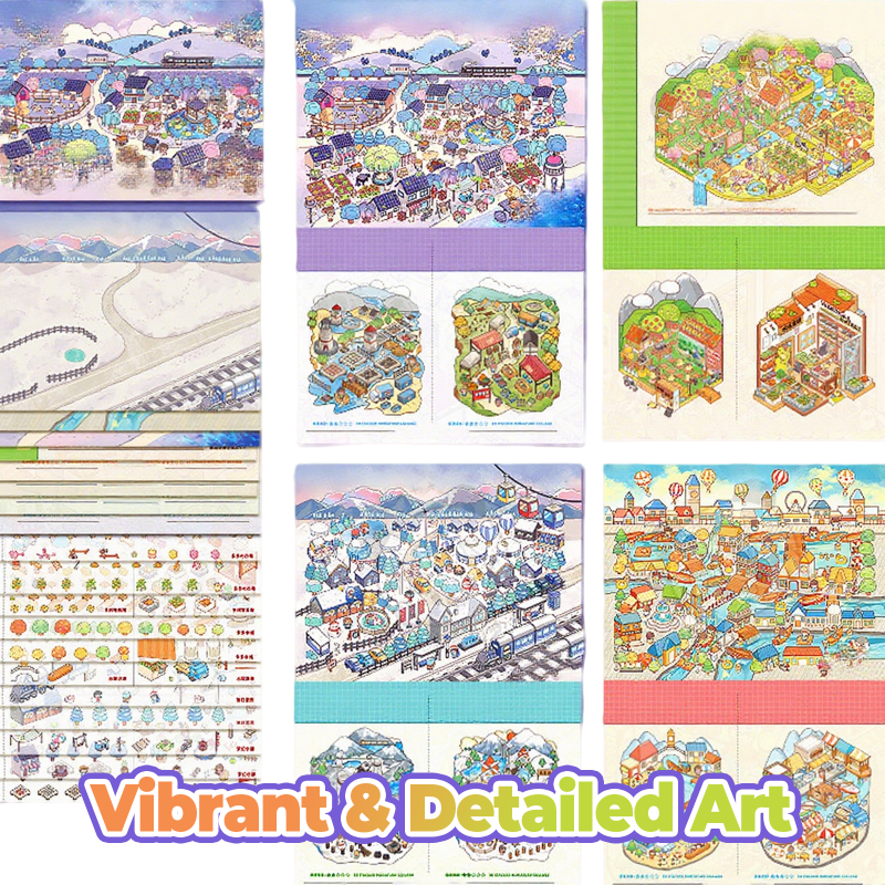 12 Sets DIY 3D Sticker Scene Collection Book