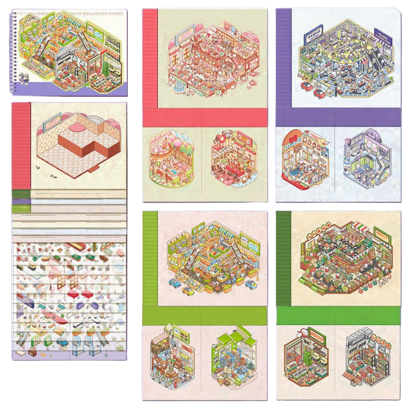 12 Sets DIY 3D Sticker Scene Collection Book