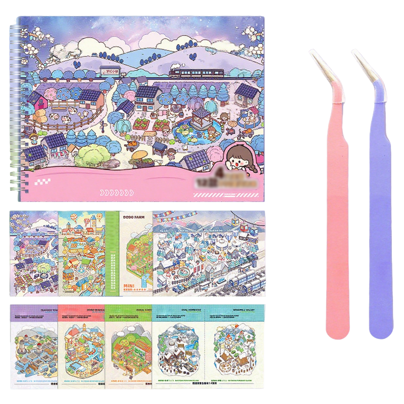 12 Sets DIY 3D Sticker Scene Collection Book
